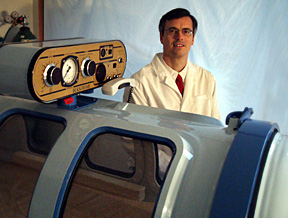 Dr. Ruhland and the HBOT chamber